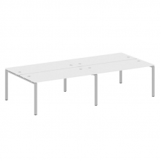 Metal System Рабочая станция на 4 места на П-образном м/к БП.СМ-4.4 Белый/Металл Серый 3200*1475*750