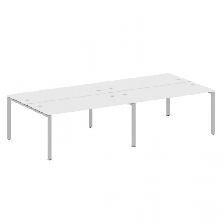 Metal System Рабочая станция на 4 места на П-образном м/к БП.СМ-4.4 Белый/Металл Серый 3200*1475*750