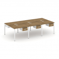 Concept Рабочая станция двухсторонняя с подвес. тумбами на 6 мест CN.DRS-149 W Сандал Янтарный/Белый