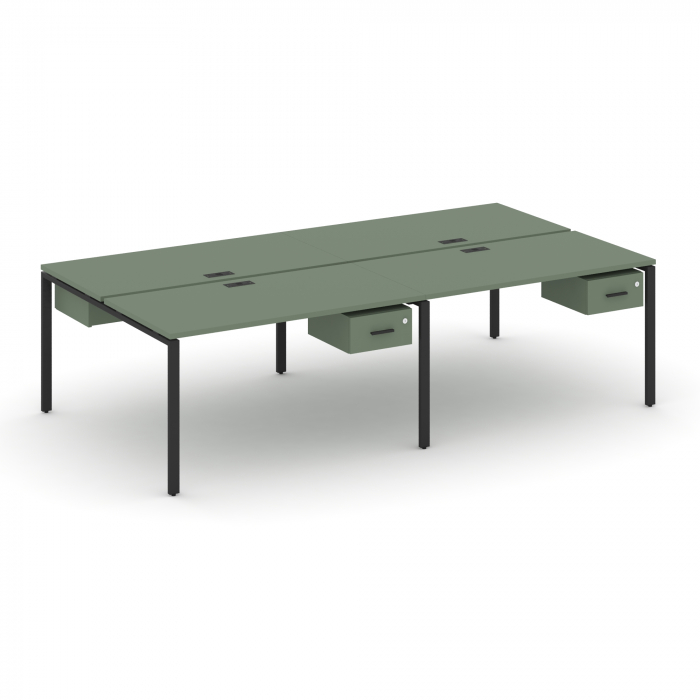 Концепт Рабочая станция двухсторонняя с подвесными тумбами на 4 места CN.DRS-130 B Кобо/Металл Черны