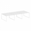Metal System Quattro Рабочая станция на 6 раб. мест на О-образном м/к 40БО.СМ-6.2 Белый/Металл Белый