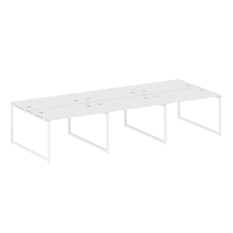 Metal System Quattro Рабочая станция на 6 раб. мест на О-образном м/к 40БО.СМ-6.2 Белый/Металл Белый