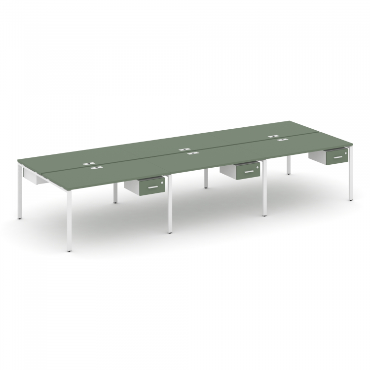 Concept Рабочая станция двухсторонняя с подвес. тумбами на 6 мест CN.DRS-152 W Кобо/Белый Бриллиант/