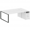Metal System Рабочая станция с тумбой на О-образном м/к БО.РС-СТП-2.5 Белый/Металл Антрацит 2212*147