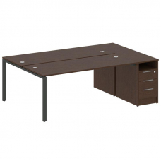 Metal System Рабочая станция с тумбой на П-образном м/к БП.РС-СТП-2.5 Венге Цаво/Металл Антрацит 221