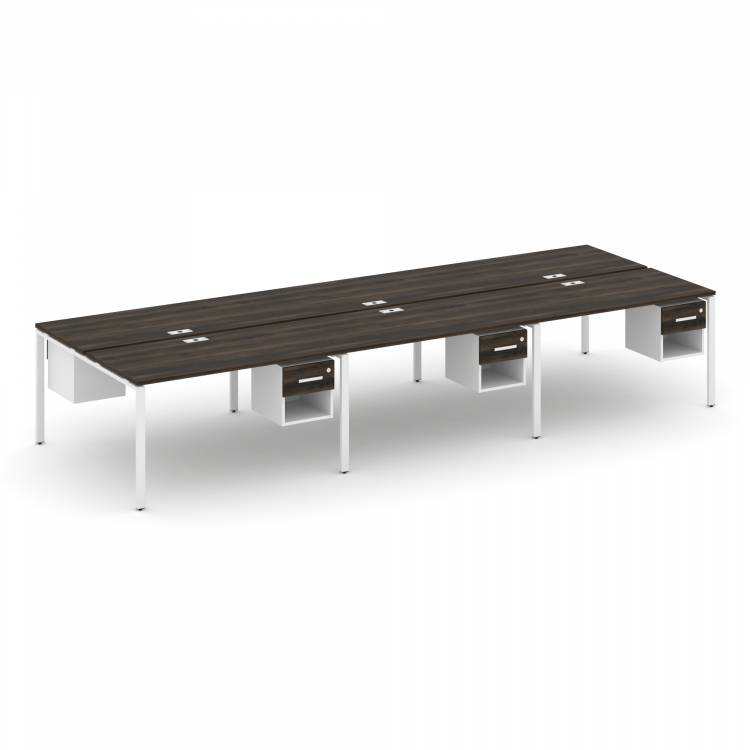 Concept Рабочая станция двухсторонняя с подвес. тумбами на 6 мест CN.DRS-159 W Дуб Мали/Белый Брилли