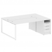Metal System Рабочая станция с тумбой на О-образном м/к БО.РС-СТП-2.4 Белый/Металл Белый 2012*1475*7