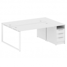 Metal System Рабочая станция с тумбой на О-образном м/к БО.РС-СТП-2.4 Белый/Металл Белый 2012*1475*7