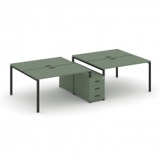 Concept Рабочая станция 4 места с двухсторонней опорной тумбой CN.DRS-309 B Кобо/Металл Черный 2272*