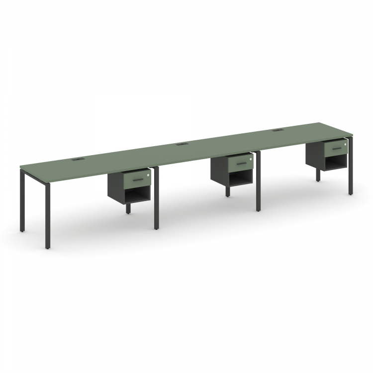 Concept Рабочая станция односторонняя с подвес. тумбами 3 места CN.ORS-139 A Кобо/Антрацит/Металл Ан