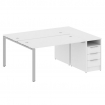 Metal System Рабочая станция с тумбой на П-образном м/к БП.РС-СТП-2.3 Белый/Металл Серый 1812*1475*7
