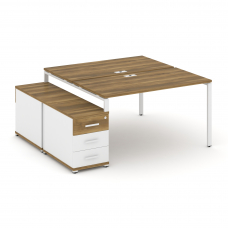 Concept Рабочая станция 2 места с двухсторонней опорной тумбой CN.DRS-303 W Сандал Янтарный/Белый Бр