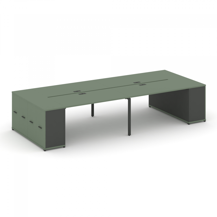 Concept Рабочая станция с опорными распаш. шкафами CN.DRS-262 A Кобо/Антрацит/Металл Антрацит 3200*1