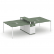 Concept Рабочая станция 4 места с 1 опорной тумбой CN.DRS-437 W Кобо/Белый Бриллиант/Металл Белый 23