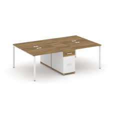 Concept Рабочая станция 4 места с 1 опорной тумбой CN.DRS-421 W Сандал Янтарный/Белый Бриллиант/Мета
