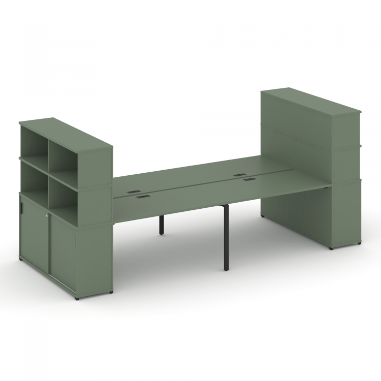 Concept Рабочая станция с опорными шкафами-купе с надставкой выс. CN.DRS-288 B Кобо/Металл Черный 40