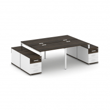 Concept Рабочая станция 4 места с 2 двухсторонними опорными тумбами CN.DRS-325 W Дуб Мали/Белый Брил