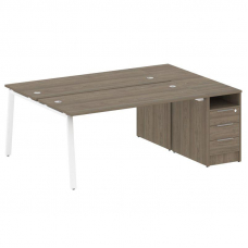 Metal System Рабочая станция с тумбой на А-образном м/к БА.РС-СТП-2.4 Вяз Благородный/Металл Белый 2