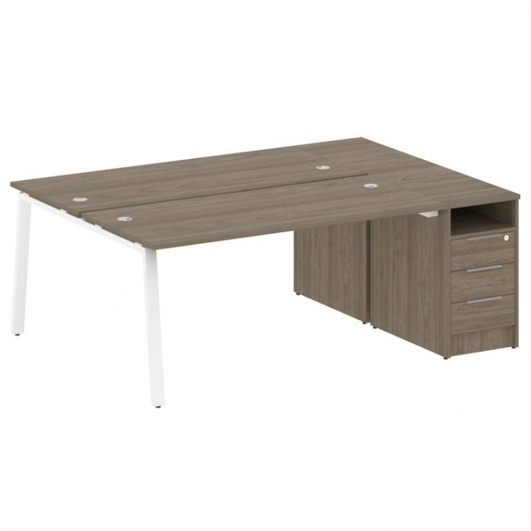 Metal System Рабочая станция с тумбой на А-образном м/к БА.РС-СТП-2.4 Вяз Благородный/Металл Белый 2