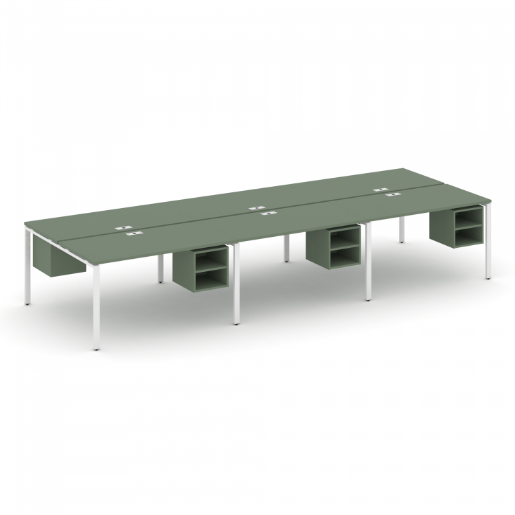 Concept Рабочая станция двухсторонняя с подвес. тумбами на 6 мест CN.DRS-146 Кобо/Металл Белый 3540*