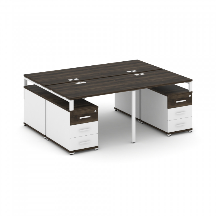 Concept Рабочая станция 4 места с 2 двухсторонними опорными тумбами CN.DRS-325 W Дуб Мали/Белый Брил