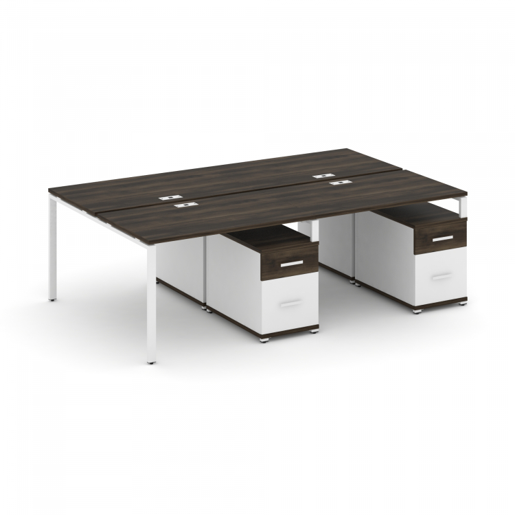Concept Рабочая станция 4 места с 2 двухсторонними опорными тумбами CN.DRS-322 W Дуб Мали/Белый Брил