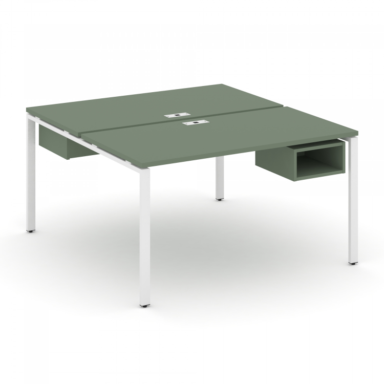 Concept Рабочая станция 2 сторонняя с подвесными тумбами на 2 места CN.DRS-104 Кобо/Металл Белый 158