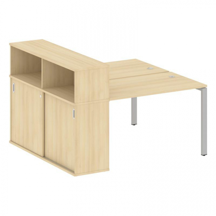 Metal System Рабочая станция с шкафом-купе на П-образном м/к БП.РС-СШК-2.2 Т Акация Лорка/Металл Сер