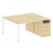 Metal System Рабочая станция с тумбой на П-образном м/к БП.РС-СТП-2.2 Акация Лорка/Металл Белый 1612