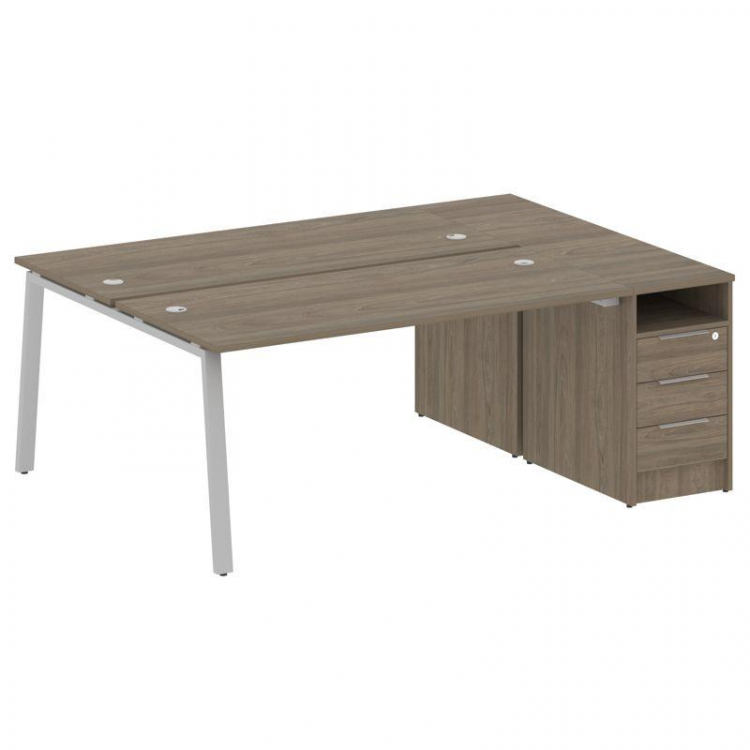 Metal System Рабочая станция с тумбой на А-образном м/к БА.РС-СТП-2.4 Вяз Благородный/Металл Серый 2