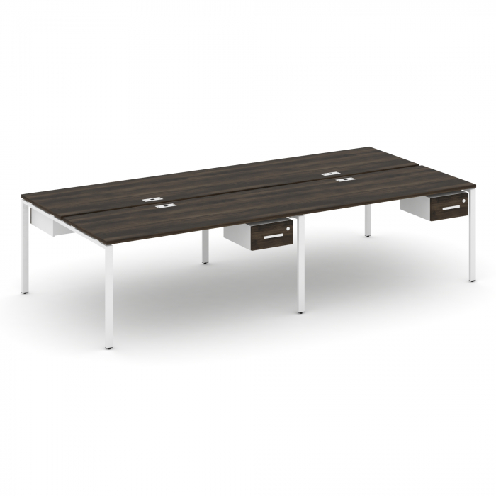Концепт Рабочая станция двухсторонняя с подвесными тумбами на 4 места CN.DRS-132 W Дуб Мали/Белый Бр