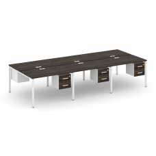 Concept Рабочая станция двухсторонняя с подвес. тумбами на 6 мест CN.DRS-154 W Дуб Мали/Белый Брилли