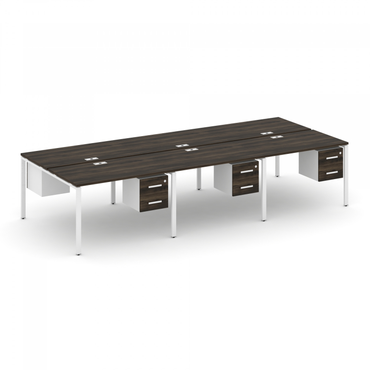 Concept Рабочая станция двухсторонняя с подвес. тумбами на 6 мест CN.DRS-154 W Дуб Мали/Белый Брилли