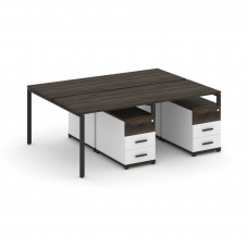 Concept Рабочая станция 4 места с 2 двухсторонними опорными тумбами CN.DRS-317 B Дуб Мали/Белый Брил