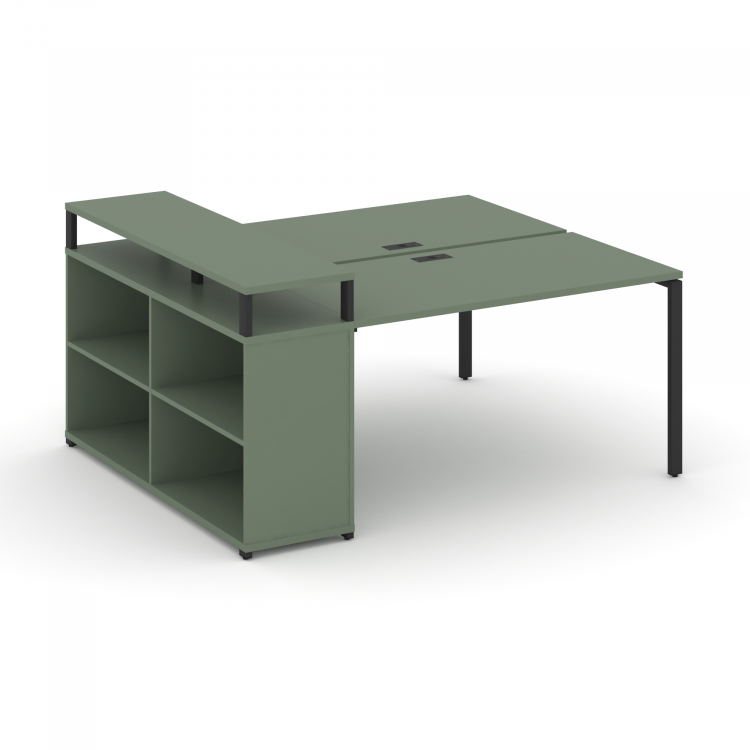 Concept Рабочая станция с опорным стеллажом с верх. горизонтом CN.DRS-206 Кобо/Металл Черный 1600*1