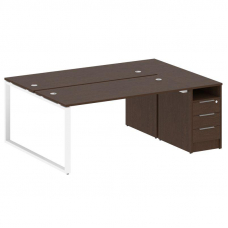 Metal System Рабочая станция с тумбой на О-образном м/к БО.РС-СТП-2.4 Венге Цаво/Металл Белый 2012*1