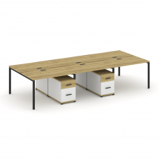 Concept Рабочая станция 6 мест с 2 двухсторонними опорными тумбами CN.DRS-346 B Дуб Винченцо/Белый Б