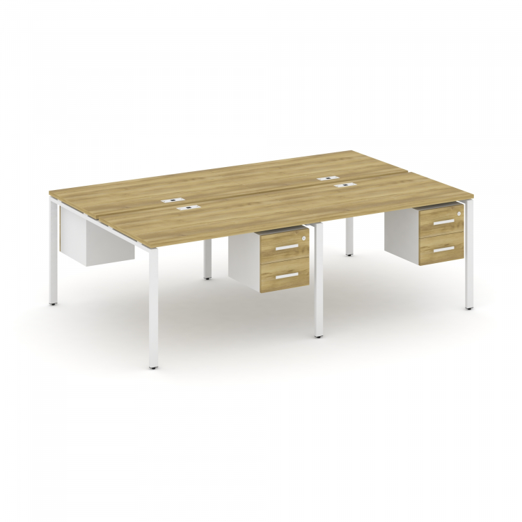 Concept Рабочая станция двухсторонняя с подвесными тумбами на 4 места CN.DRS-134 W Дуб Винченцо/Белы