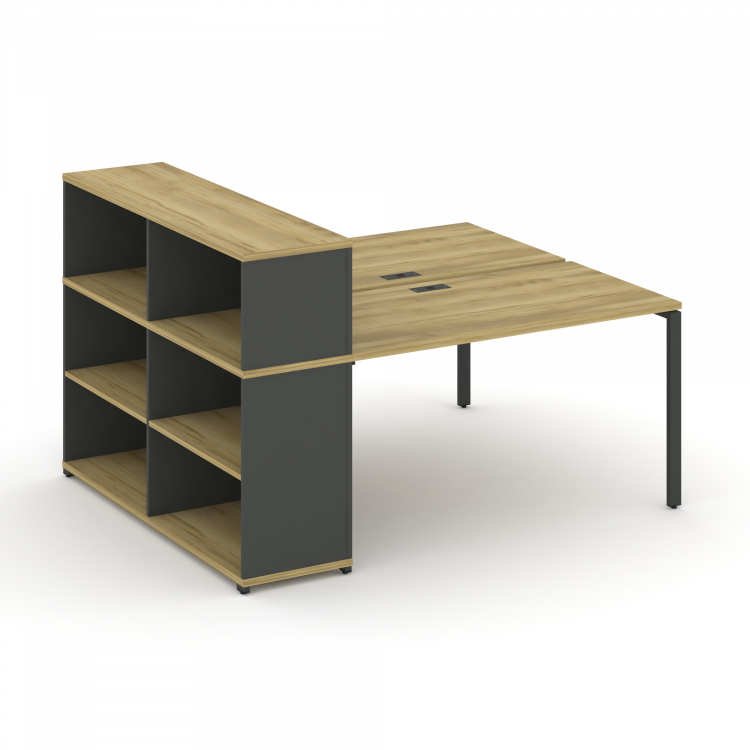 Concept Рабочая станция с опорным стеллажом с надставкой низ. CN.DRS-209 Дуб Винченцо/Антрацит/Метал