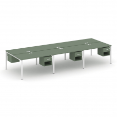 Concept Рабочая станция двухсторонняя с подвес. тумбами на 6 мест CN.DRS-157 W Кобо/Металл Белый 294