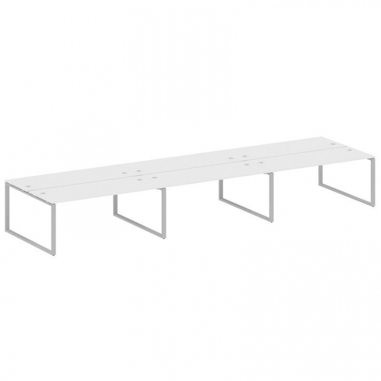 Metal System Рабочая станция на 6 мест на О-образном м/к БО.СМ-6.5 Белый/Металл Серый 5400*1475*750