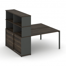 Concept Рабочая станция с опорным шкафом-купе с надставкой выс. CN.DRS-244 A Дуб Мали/Антрацит/Метал