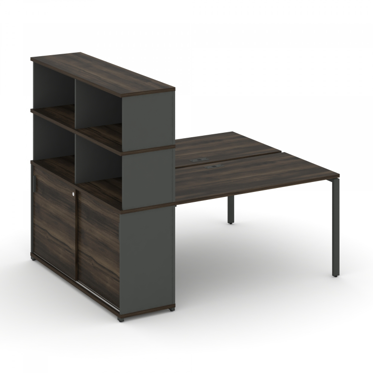Concept Рабочая станция с опорным шкафом-купе с надставкой выс. CN.DRS-244 A Дуб Мали/Антрацит/Метал