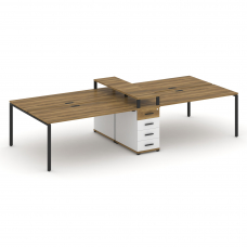 Concept Рабочая станция 4 места с 1 опорной тумбой CN.DRS-436 B Сандал Янтарный/Белый Бриллиант/Мета