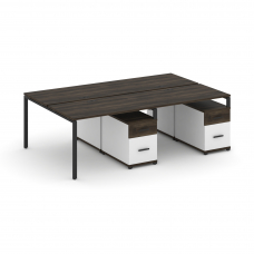 Concept Рабочая станция 4 места с 2 двухсторонними опорными тумбами CN.DRS-322 B Дуб Мали/Белый Брил