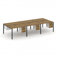 Concept Рабочая станция двухсторонняя с подвес. тумбами на 6 мест CN.DRS-154 B Сандал Янтарный/Белый