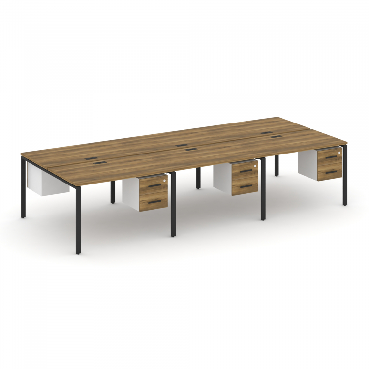 Concept Рабочая станция двухсторонняя с подвес. тумбами на 6 мест CN.DRS-154 B Сандал Янтарный/Белый