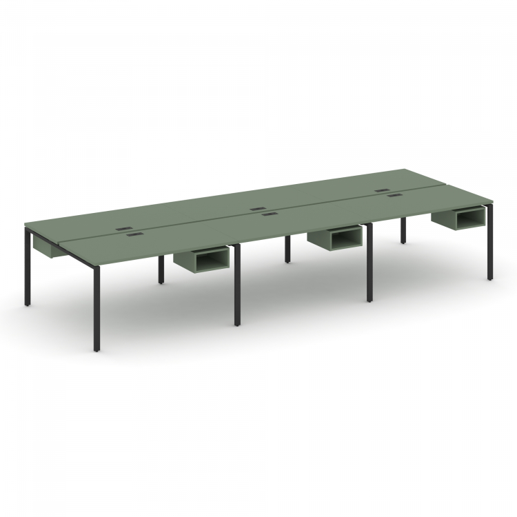 Concept Рабочая станция двухсторонняя с подвес. тумбами на 6 мест CN.DRS-142 Кобо/Металл Черный 3540