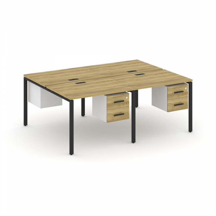 Concept Рабочая станция двухсторонняя с подвесными тумбами на 4 места CN.DRS-133 B Дуб Винченцо/Белы