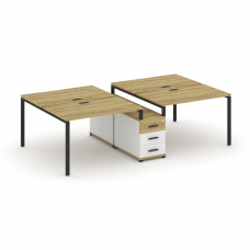 Concept Рабочая станция 4 места с двухсторонней опорной тумбой CN.DRS-310 B Дуб Винченцо/Белый Брилл